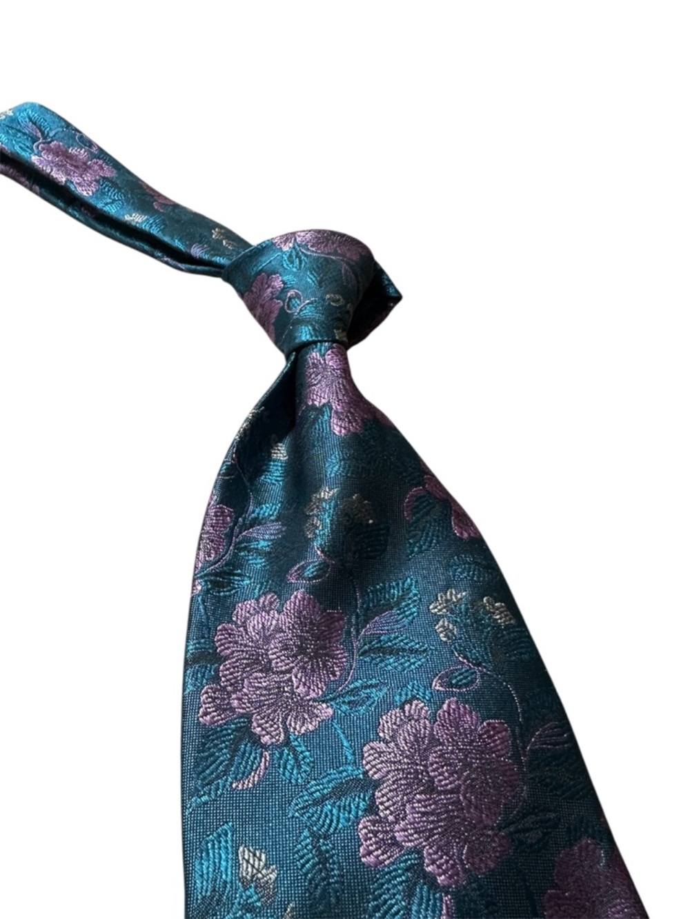 Karl Lagerfeld Teal Tie with Purple Floral Jacquard